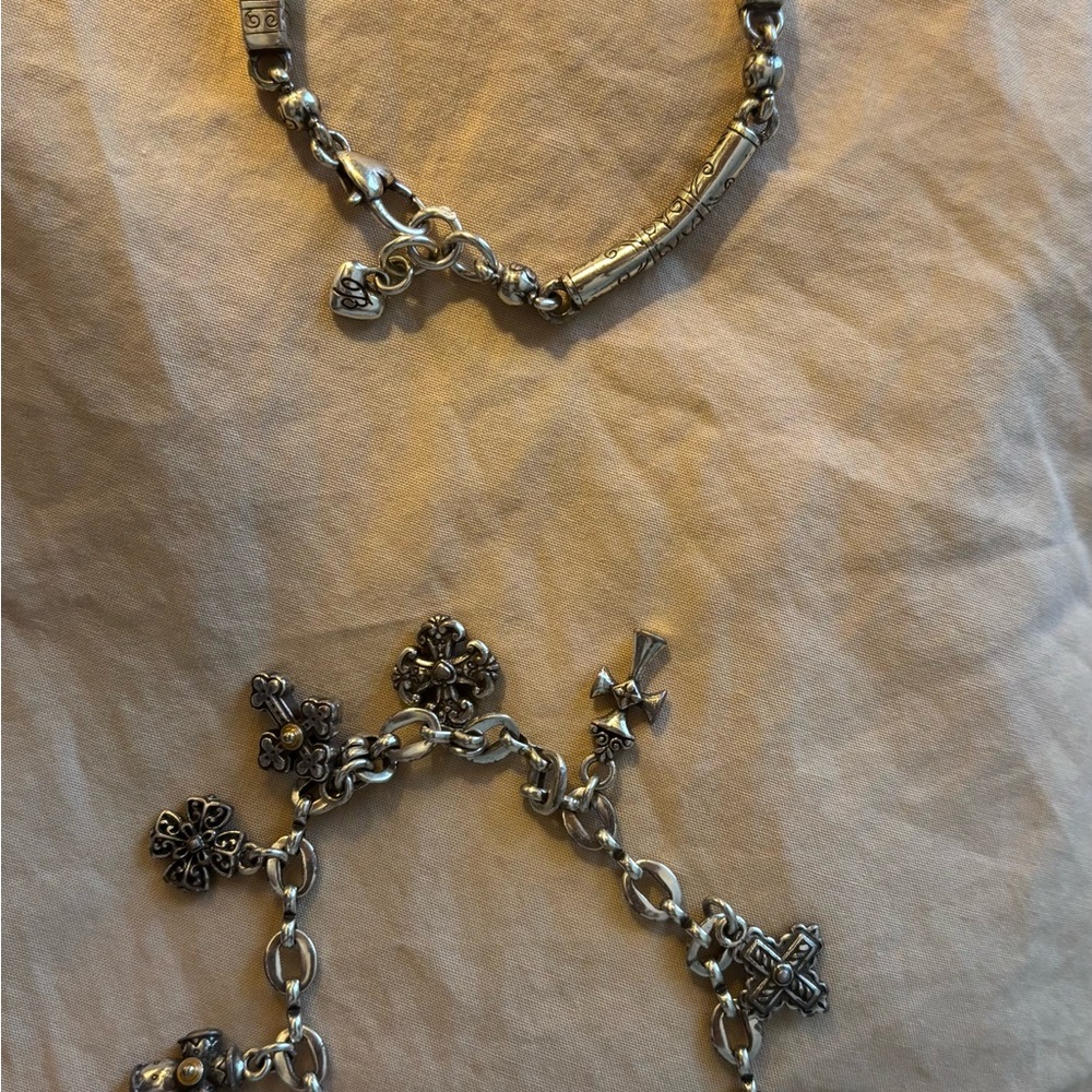 Brighton Silver Charm Bracelet with Floral Accents